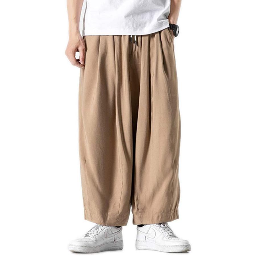 357円 驚きの値段で サルエルパンツ 大きいサイズ メンズ カジュアル ワイド ゆったり 夏 アラジンパンツ ワイドパンツ ガウチョパンツ ズボン 袴パンツ ファッション 七分丈 無地 調整紐