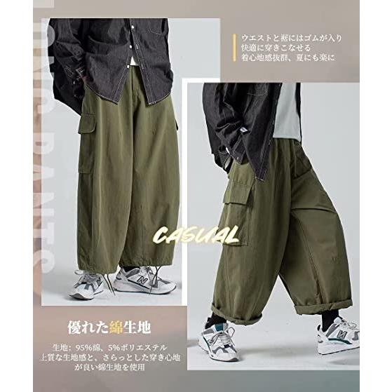 サルエルパンツ メンズ ワイドパンツ 無地 ゆったりパンツ 大きいサイズ 夏服 ロングパンツ 綿麻風 カジュアル メンズズボ(s2107242635)_2