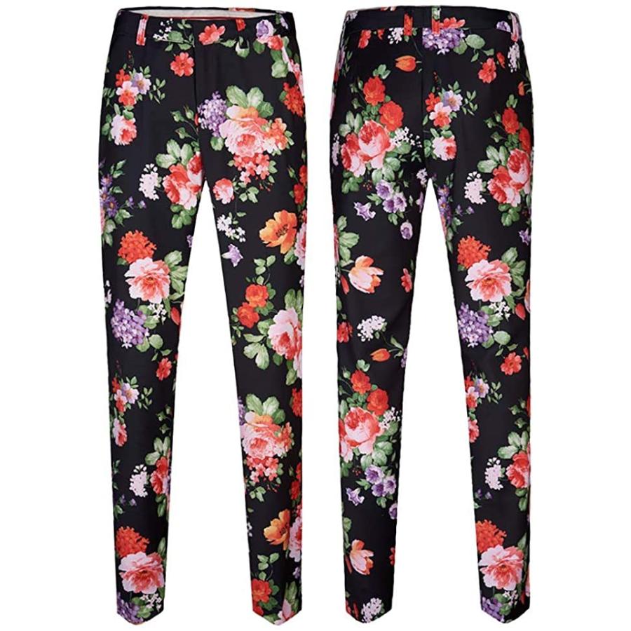 メンズ 2ピース スリムフィット スーツ ファッション フローラルプリント ワンボタン ノッチラペル ジャケット ブレザー (s2107251391) | ブランド登録なし | 03