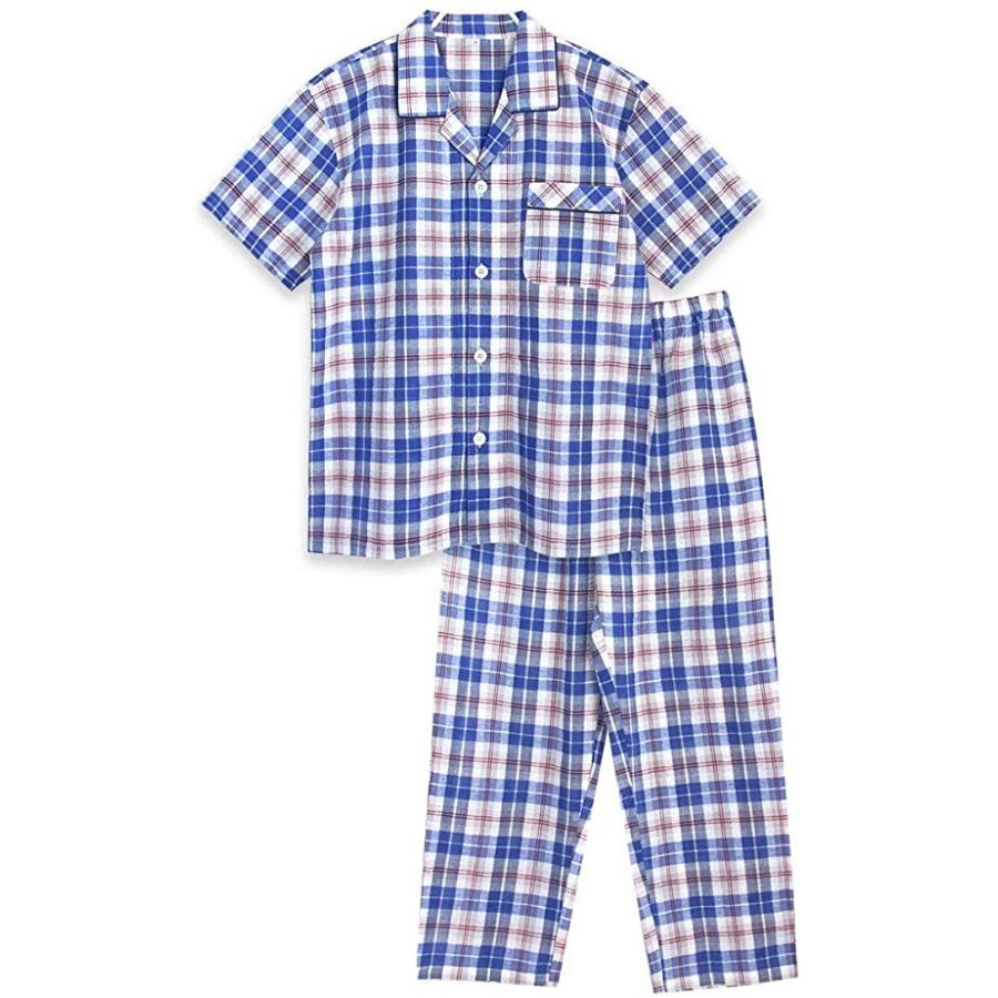 品 メンズ 半袖 パジャマ 綿混 サッカー素材 チェック柄 前開き シャツタイプ 夏向け S S ストーンオークガーデン 通販 Yahoo ショッピング