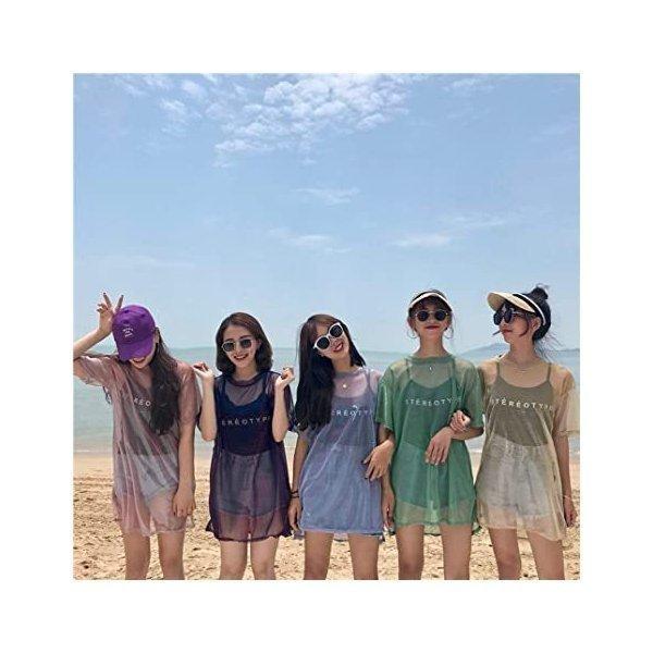 特価 レディース 半袖 シースルーロング丈Tシャツ キラキラ プリンプリン ゆったり ダンス衣装 ファッション AA(s2111130034)|satonana|05