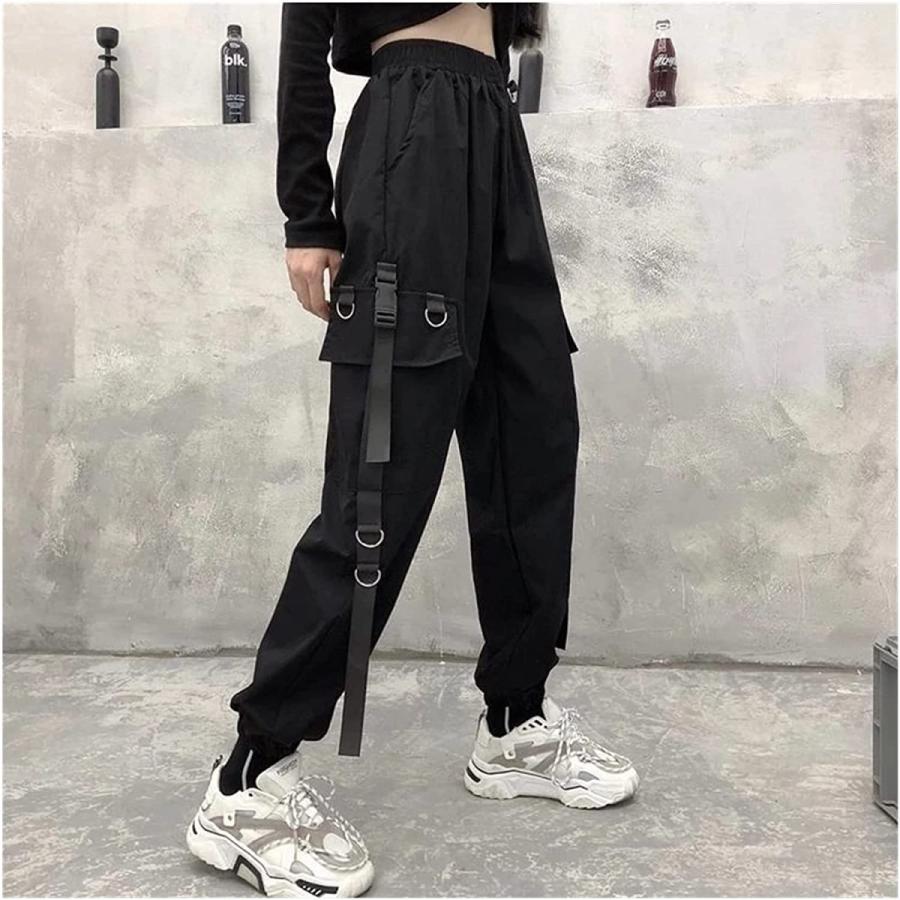 レディースヒップホップパンクパンツ、 ブラックカーゴパンツ レディースヒップホップパンクパンツ、 ブラックカーゴパンツ