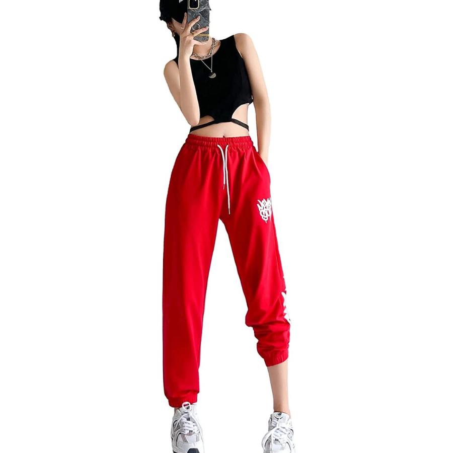 赤パンツ ロングパンツ ジョガーパンツ スウェットパンツ 裾ゴム