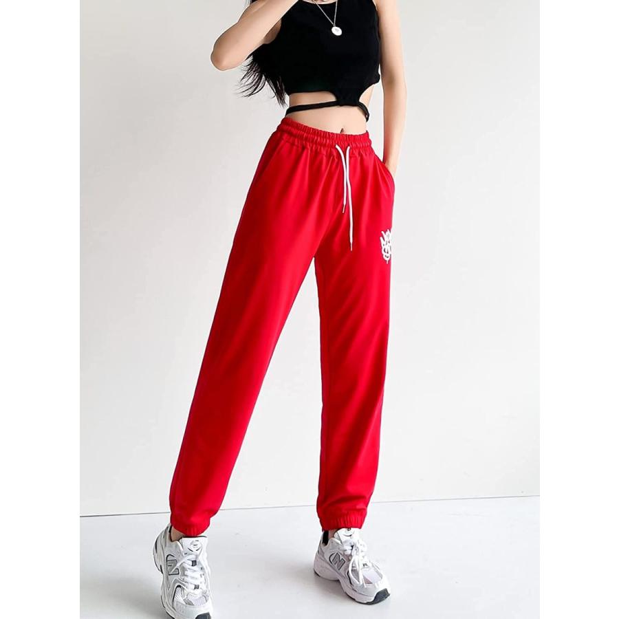 赤パンツ ロングパンツ ジョガーパンツ スウェットパンツ 裾ゴム