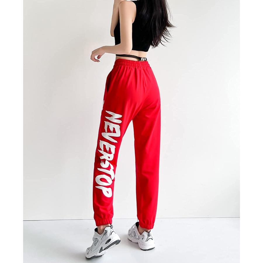 赤パンツ ロングパンツ ジョガーパンツ スウェットパンツ 裾ゴム