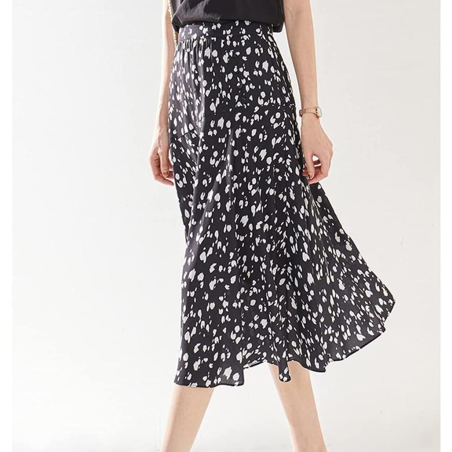 木造 SHEDE 小さな花柄シフォンスカートの女性、ミドル丈のaラインスカートシフォンスカートの薄いスタイル (Color B(sd00533)  通販