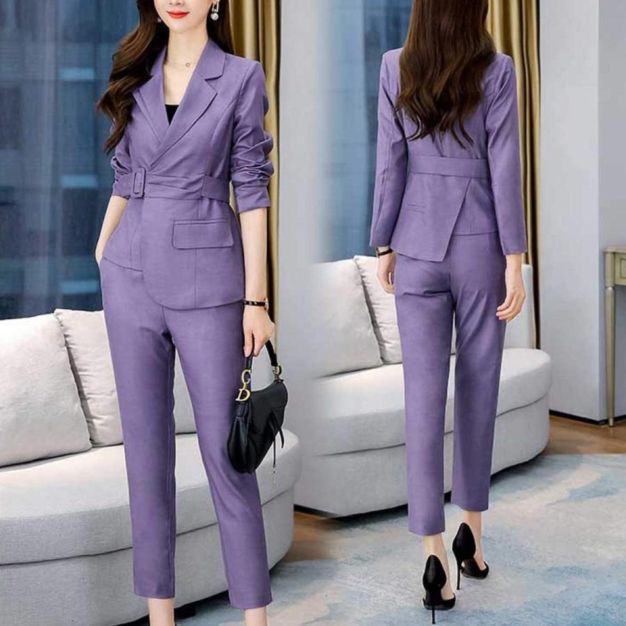 BON MAX／Amatir☆パンツスーツ上下セット ネイビー×パープル 21号 BON