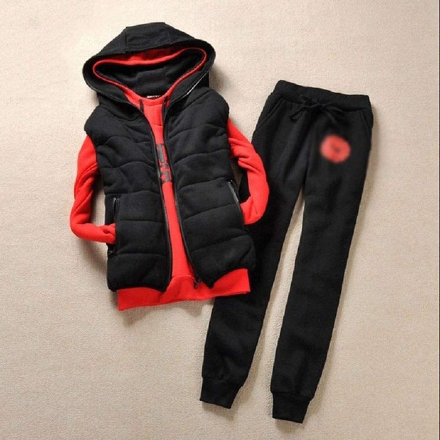 SGZYJ の女性のスウェットベストパンツ3個セットプラスベルベットの肥厚プラスサイズのカジュアルな素敵なスーツの安い卸売 (sd07242)