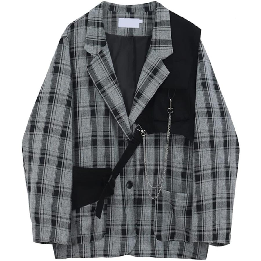 秋のヴィンテージの格子縞のブレザー女性のカジュアルな特大のスーツのジャケットの女性の衣服 (Color : Picture (sd11728)