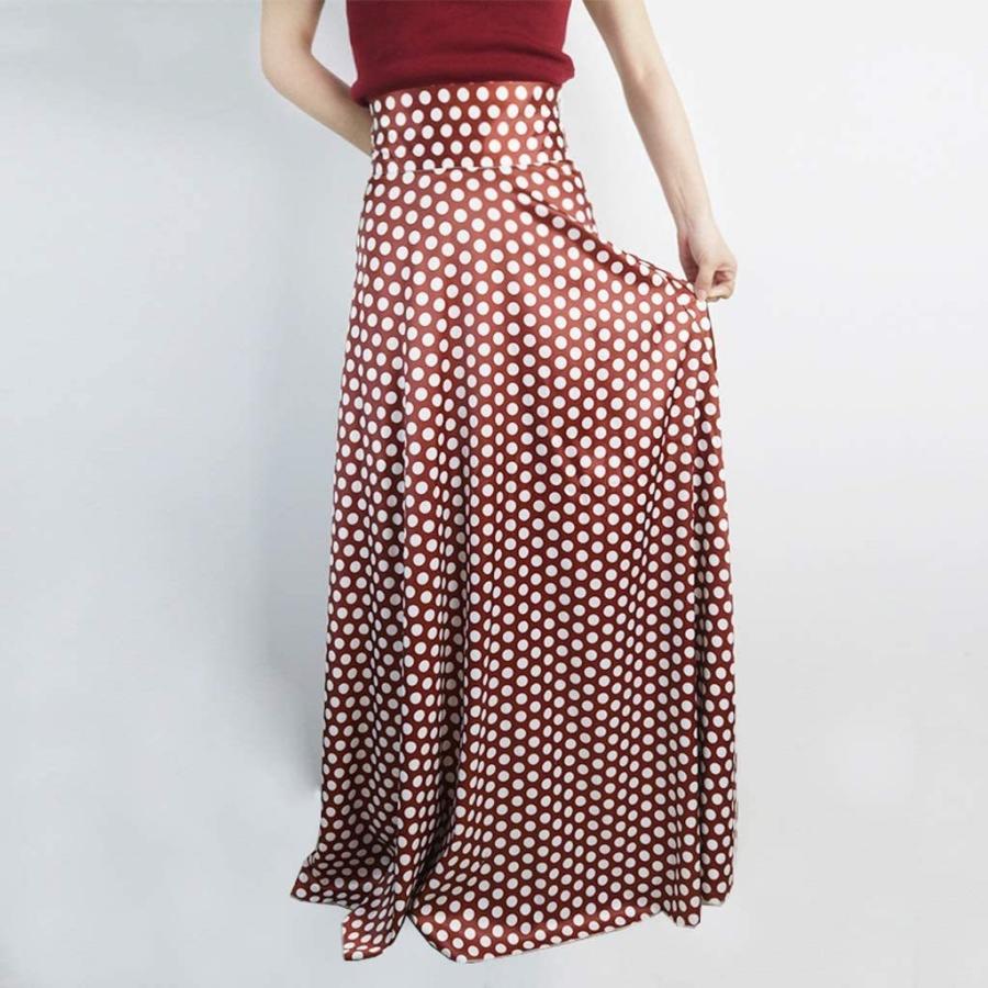 JJZXD 女性ロングスカートプリーツの水玉ワインレッドハイウエストライン春夏エレガント (Size : 4XL code)(sd12361)