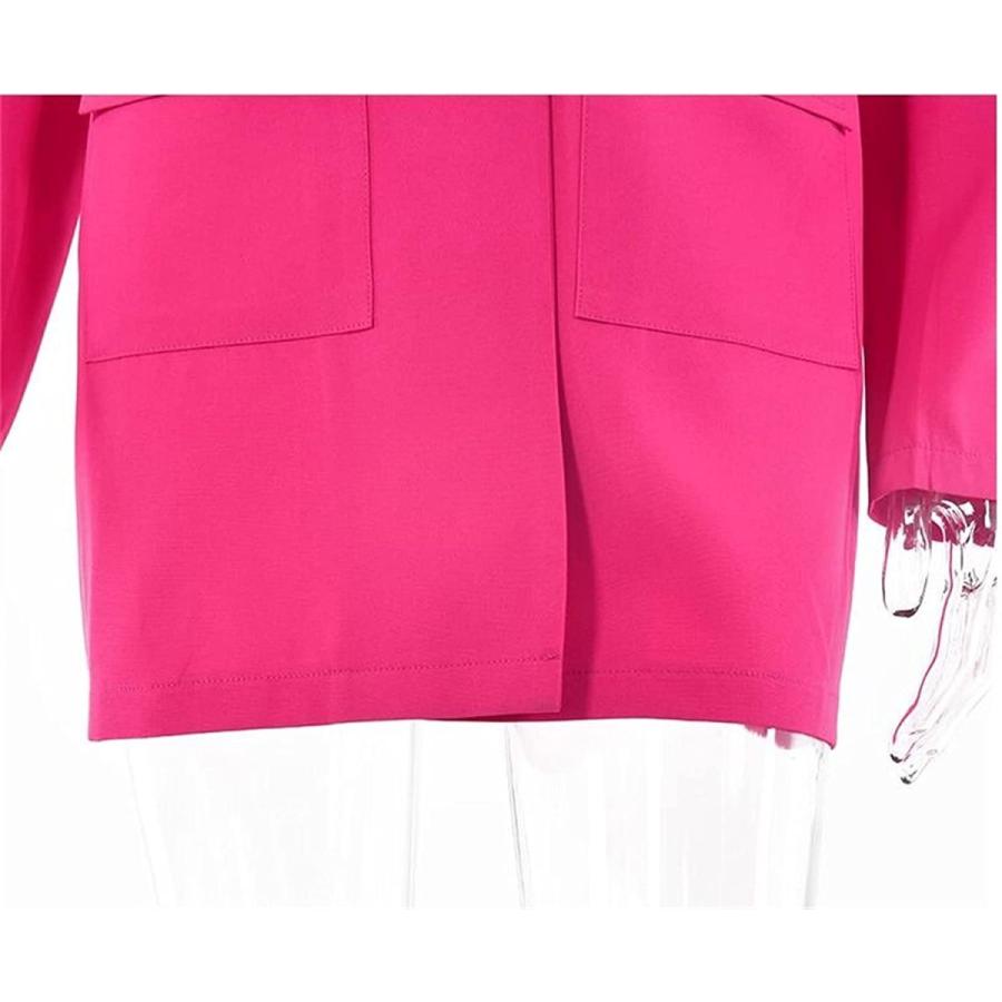 春のターンダウンカラーベルトコートブレザーカジュアル女性ピンク長袖ポケットジャケットシングルスーツ (Color : Gre(sd16568)｜satonana｜03