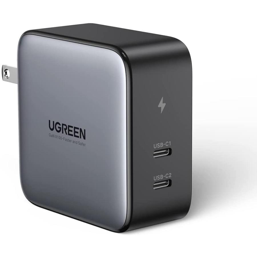 UGREEN PD充電器 100W 2ポート 窒化ガリウムGaN採用 USB C充電器 MacBook Pro MacBoo(sh3561)