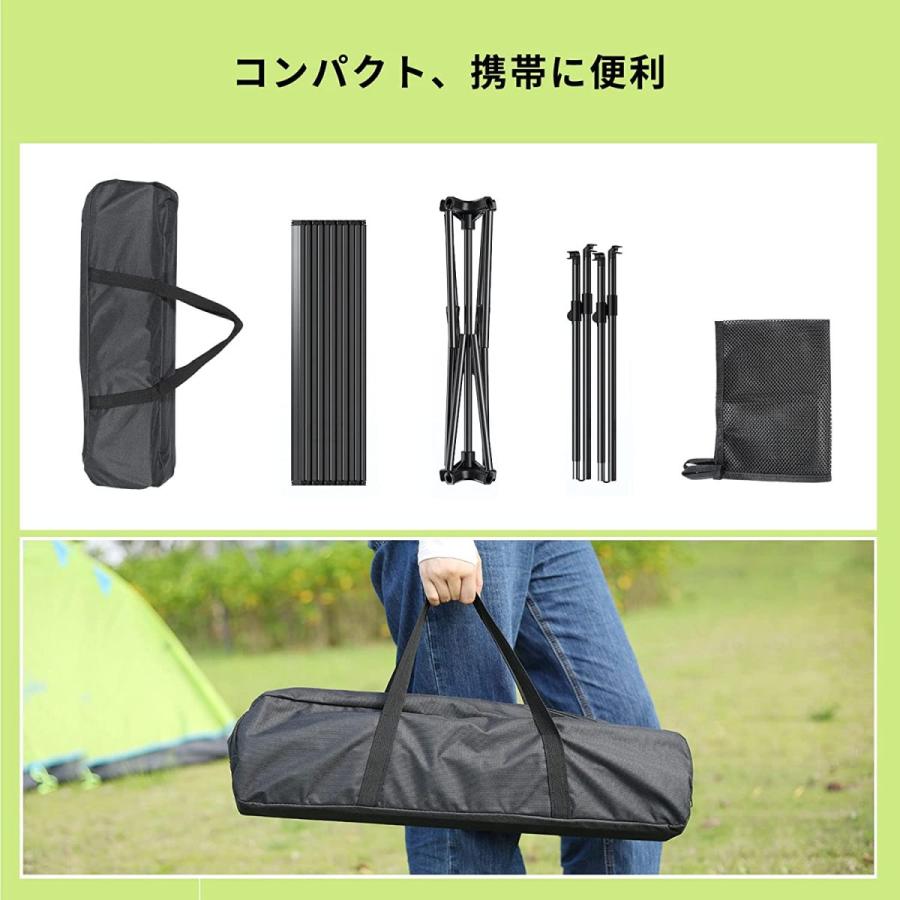 Delamu アウトドアテーブル 折りたたみ 高さ調節 耐荷重60kg アルミ ロールテーブル 収納袋付き コンパクト キャ(uc053)の画像