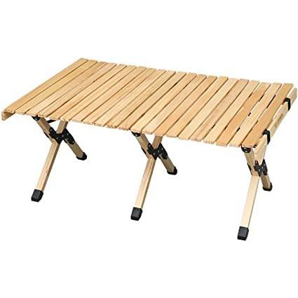 LAMA アウトドアテーブル 折りたたみ 組立簡単 90cm クラシックウッドロールテーブル 耐荷重高い 耐久性 コンパクト(uc139)