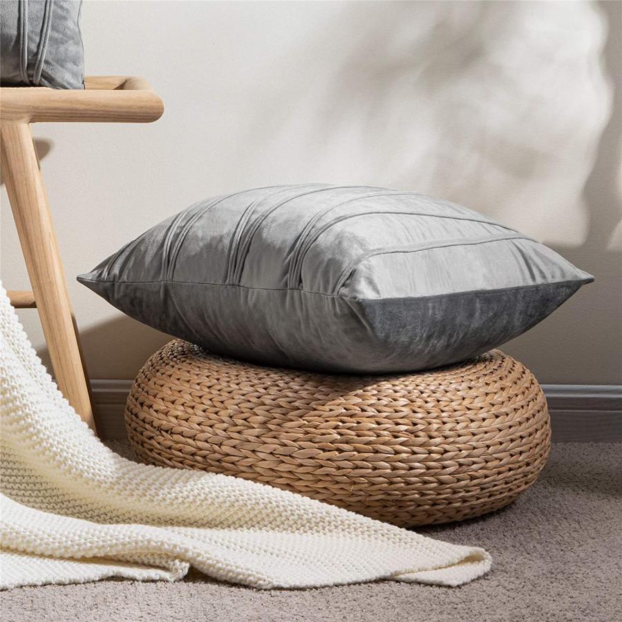 Topfinel クッションカバー 北欧 斜線 45×45cm 2セット グレー（全6色