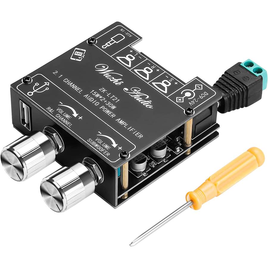 Bluetooth 5.0 アンプ 2X15W + 30W パワーアンプ ステレオデュアル 