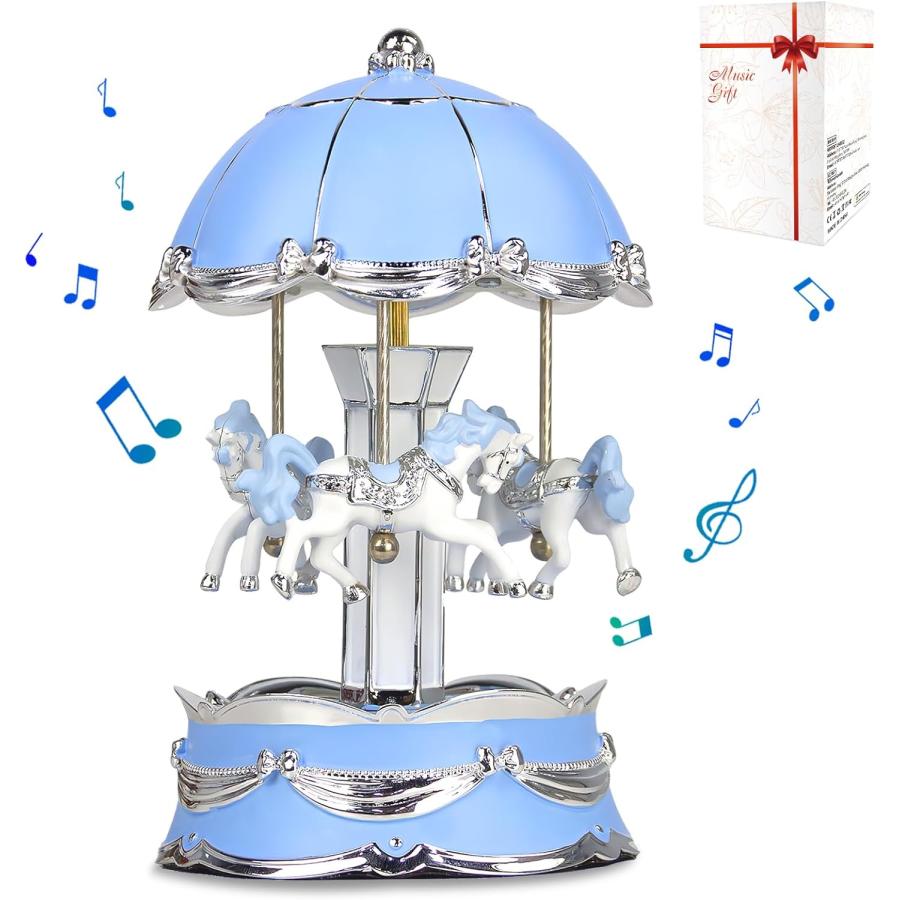 メリーゴーランドオルゴール LEDライト付き Amazon | Mozalida オルゴール メリーゴーランド カラーLEDライト 誕生