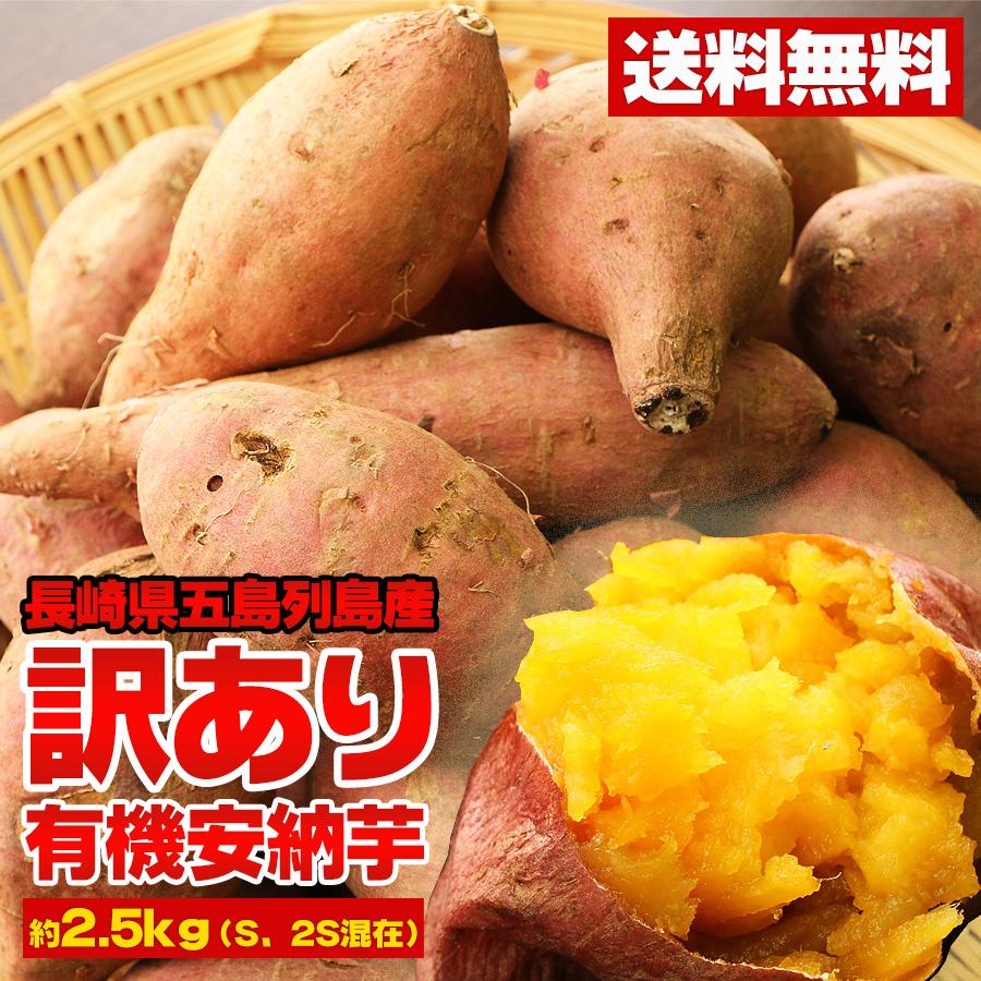 さつまいも 訳あり 有機 安納芋 2.5kg 送料無料 サツマイモ 訳アリ