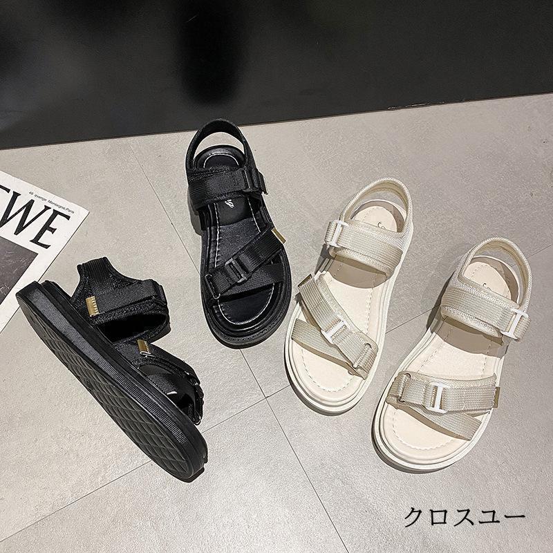 スポーツサンダル レディース 女性用 靴 スポサン ぺたんこ ベルクロ マジックテープ ベルト おしゃれ カジュアル スポーティー |  | 09