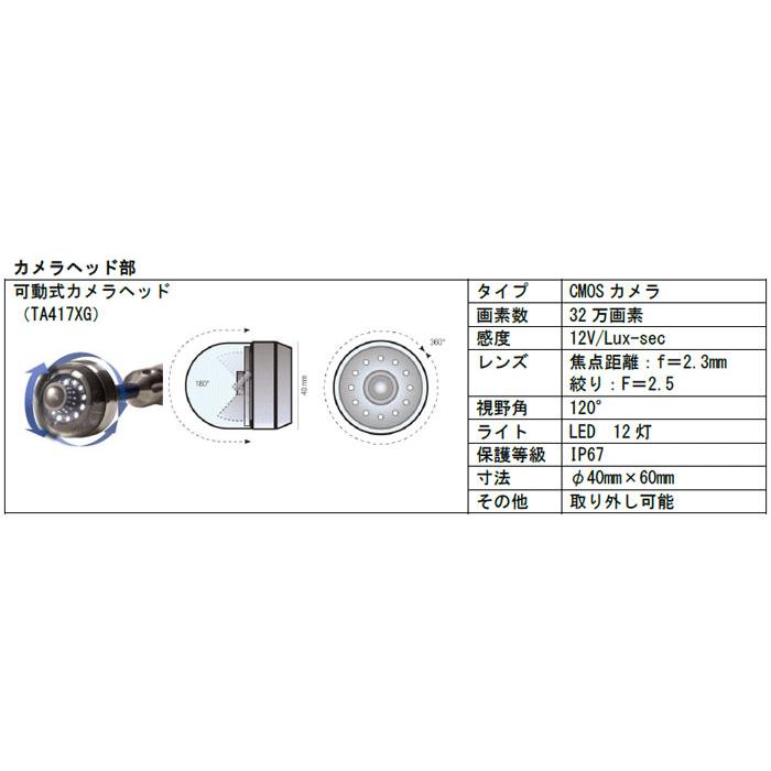 タスコ TASCO WOHLER先端可動型配管検査カメラ TA417XG SDカード記録