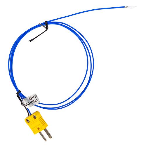 R熱電対　10φ×215mm 極細K熱電対 MKF-F80 先端部0.08mm×10mm（フッ素樹脂被覆）ケーブル長