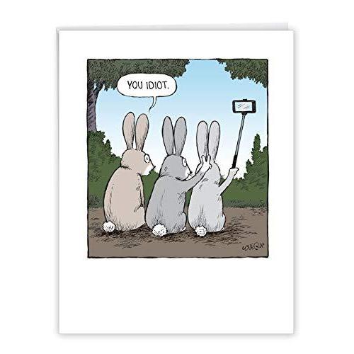 j2750bdgジャンボHysterical誕生日カード: Bunny自撮り、封筒付き(大きいサイズ: 8.5?" X 11?" )並行輸入品 絵手紙、カード紙