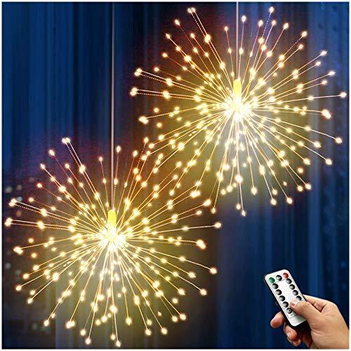 残りわずか 8モード 銅線ライト スターバーストライト Led 0 花火ライト Denicmic 電池式 温白色のハンギングク リモコン付き フェアリーライト ベースライト Www 11thspace Com