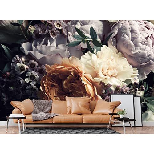 誠実 花の写真の壁紙 壁の壁画暗い花の背景ヴィンテージ壁の