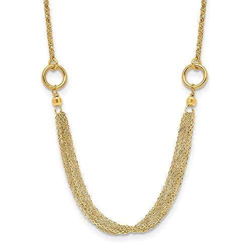 14k Diamond-Cut Multi-Strand Accent with 1in. Extension Necklace並行輸入品