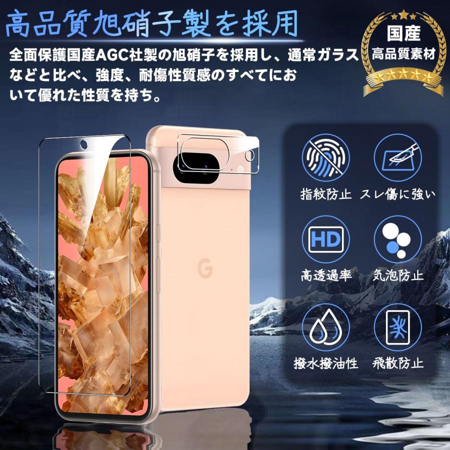 Google Pixel 8A ガラスフィルム 8 A ガイド枠付き 指紋防止 ピクセル