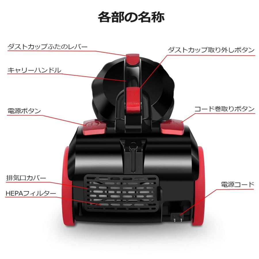 iwoly 掃除機 キャニスター 20000Pa 超強力吸引 ハイパワー 小型 軽量
