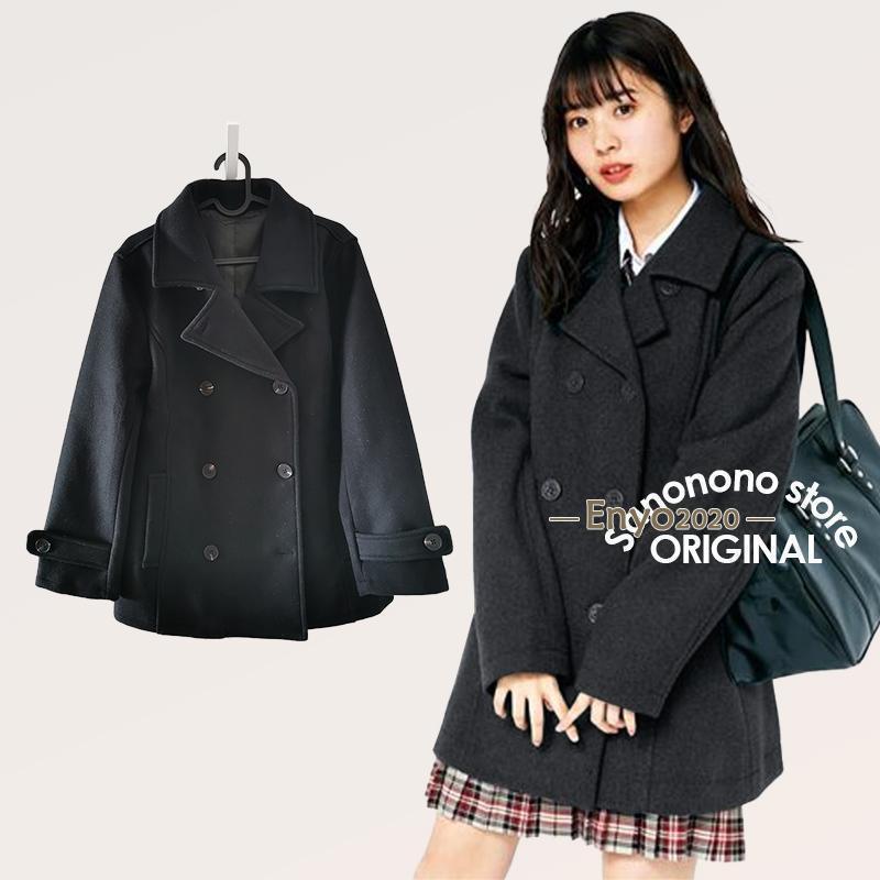 スクールピーコート 制服 スクールコート 女子 ピーコート ウール90% 高校生 中学生 通学 学生服 紺 ネイビー グレー Pコート ダッフルコート_1