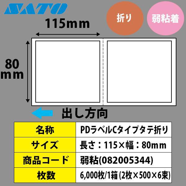 PDラベル 物流ラベル Cタイプ タテ 折り 弱粘 115×80 白無地 082005344 SATO サトー 純正_1