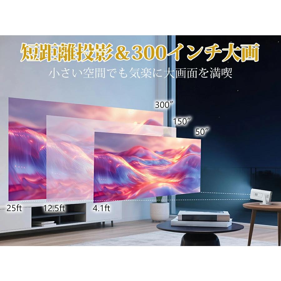 プロジェクター 小型 家庭用 Bluetooth5.4【投影モード自動調整・270