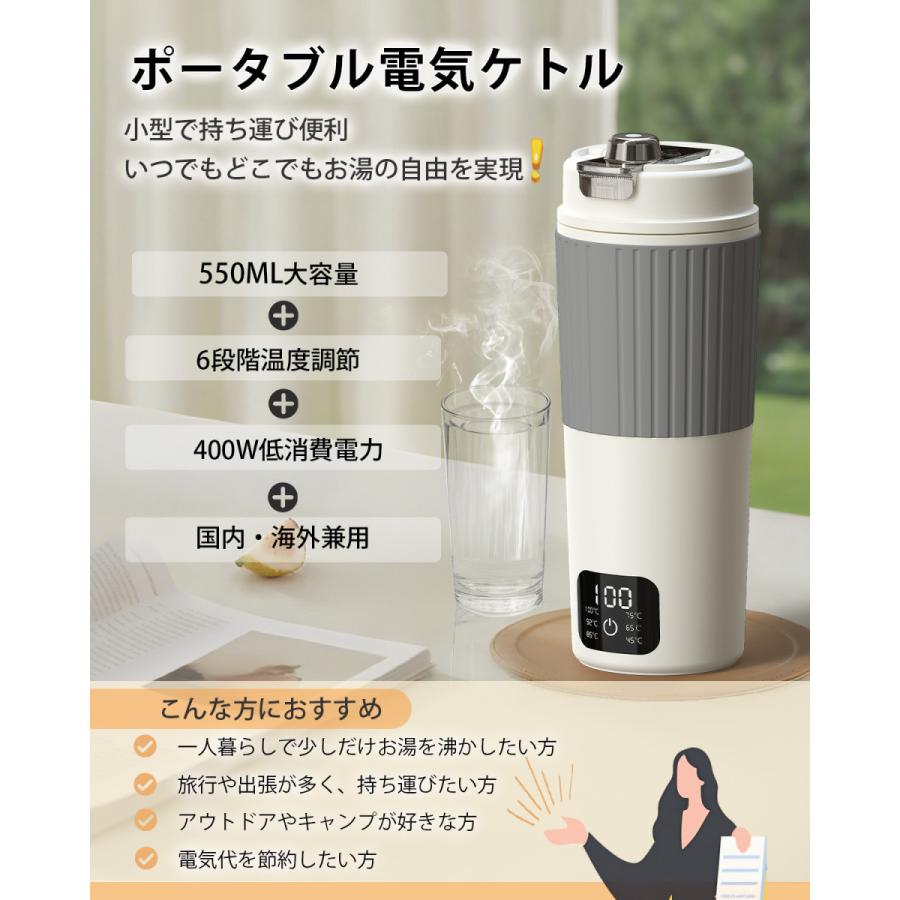 電気ケトル ポータブル 海外対応 トラベルケトル 携帯 湯沸かしケトル