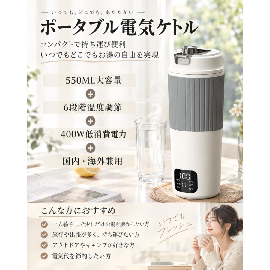 電気ケトル ポータブル 海外対応 トラベルケトル 携帯 湯沸かしケトル