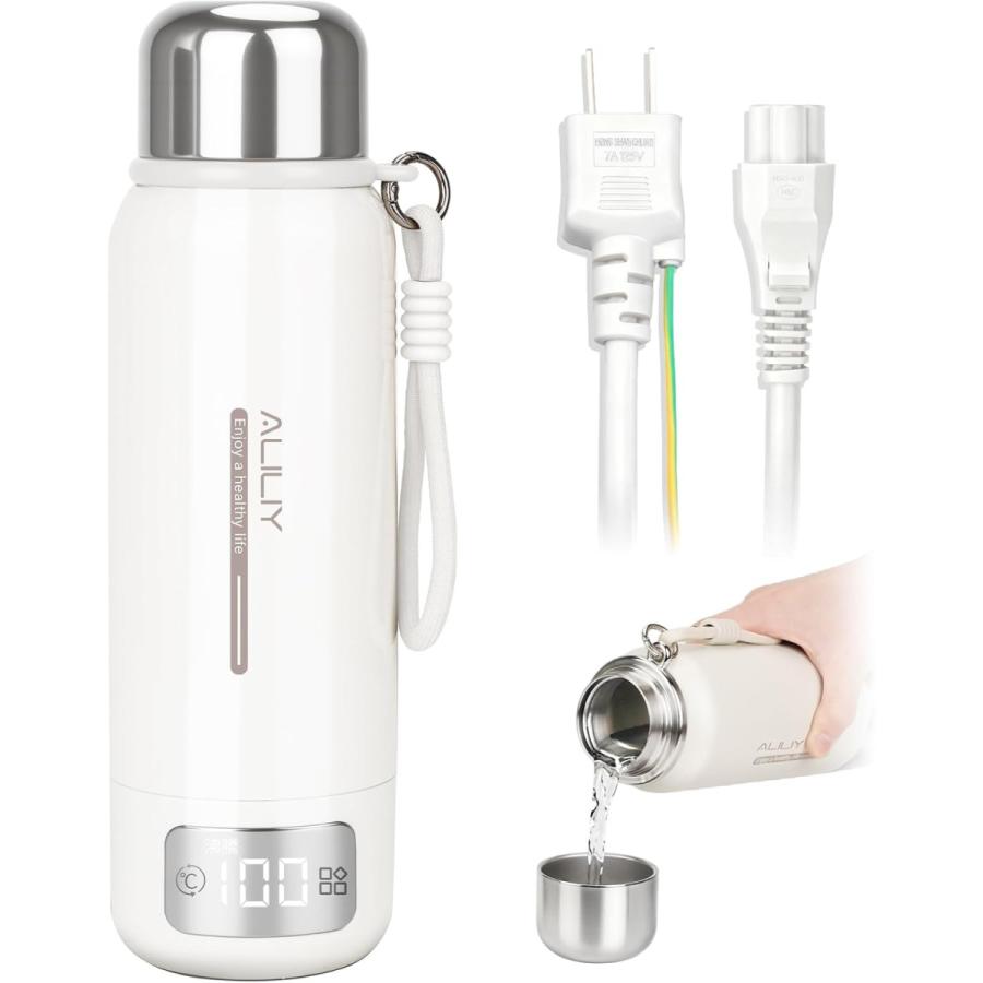 電気ケトル ポータブル 真空断熱構造 保温保冷 316ステンレス トラベルケトル 500ml容量 100-240V対応 温度調節  持ち運びケトル 400W 小型  一人暮らし |  | 09