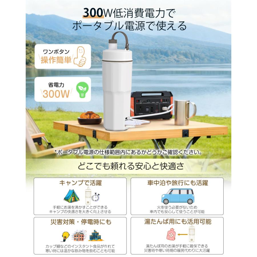 電気ケトル ポータブル トラベルケトル Type-C給電で保温 2WAY給電