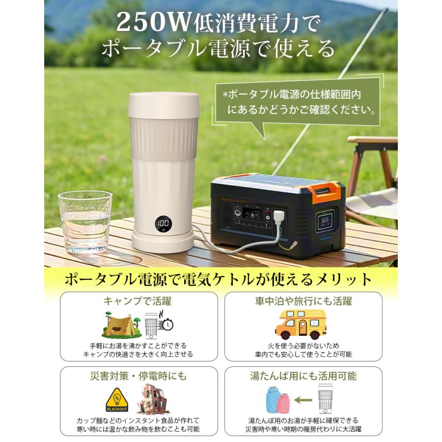 電気ケトル ポータブル 収納できる 携帯 湯沸かしケトル 小型 6段階