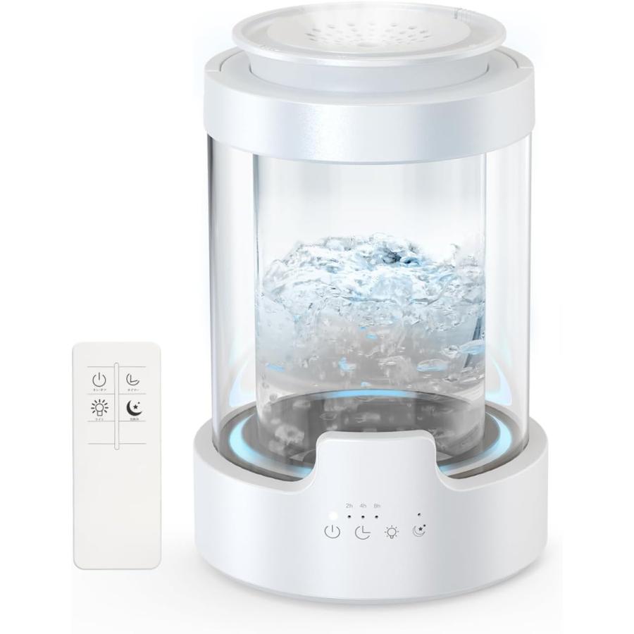 加湿器 スチーム式 加熱式 3L大容量 二重構造ガラス 500ml/h加湿量