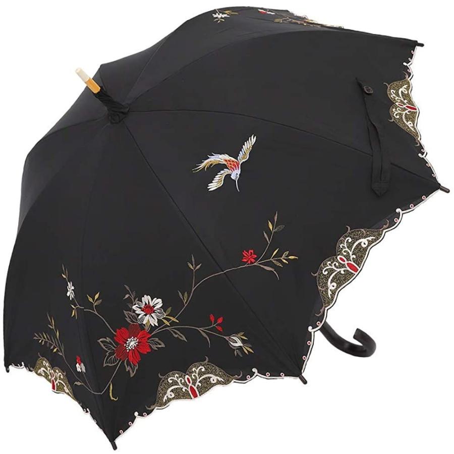 新作グッ 花鳥 レモン 特殊2重張り 晴雨兼用傘 涼しい かわず張り Uvカット 遮熱 完全遮光 長日傘 女優日傘 日傘 金魚 花鳥 ブラック 刺繍 傘 Dagl Tg