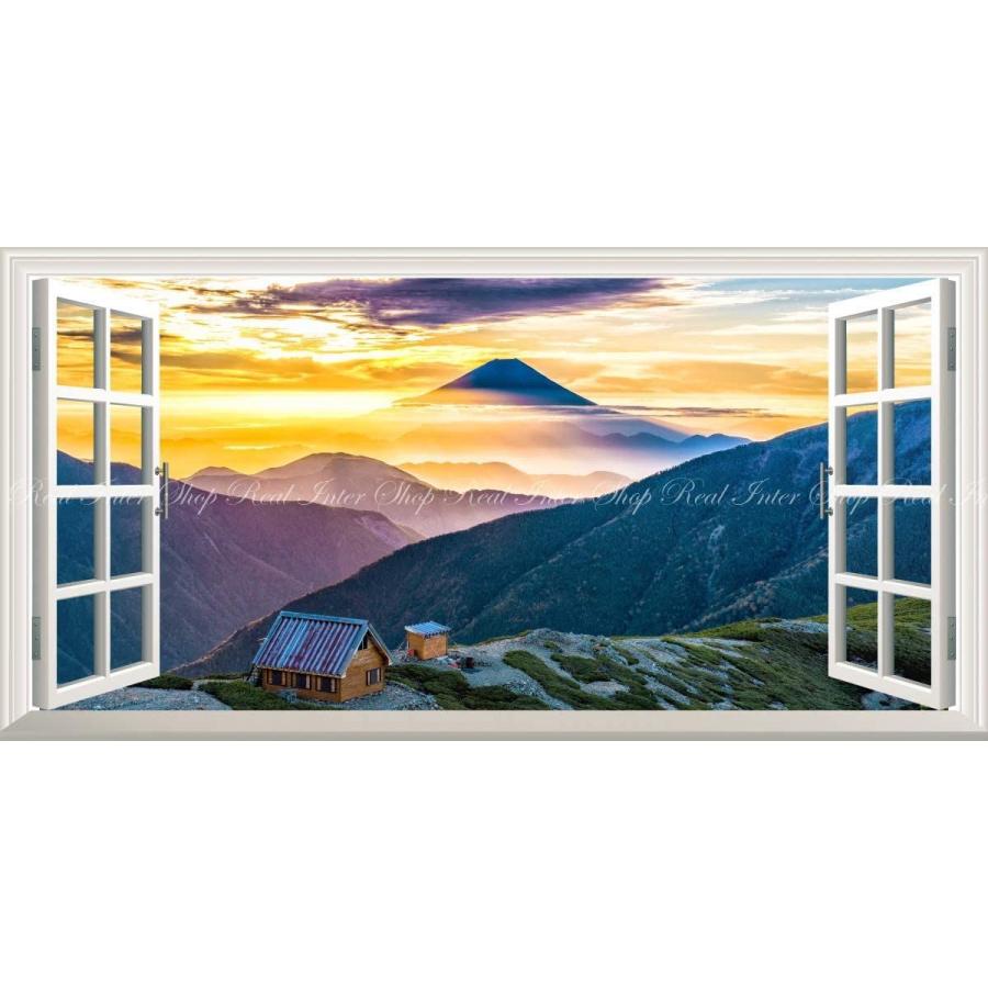 はがせるシール式 壁紙ポスター 絵画風 窓の景色 パノラ 神々しい黄金富士 小河内岳からの絶景 神秘的 絶景スポット 絶景スポット サトラストアの絵画風 朝焼けの富士山 小河内岳からの絶景