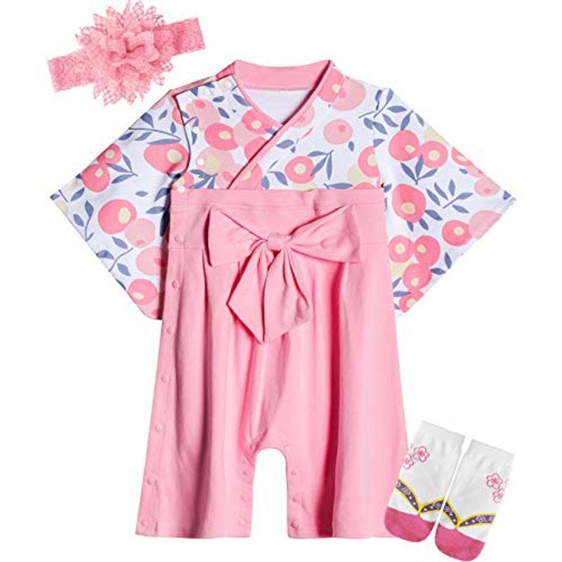 おすすめネット 袴風 着物 女の子 Becos ロンパース 90 ライトピンク 百日祝い 和装 ベビー服 シューズ Icmcmasjid Org