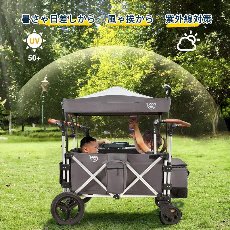 Feemomストローラーワゴン 二人乗りベビーカーワゴン双子用ベビーカー コンビ キャリーワゴン アウトドアワゴン 屋根付き 大容量 4WA 二人乗りベビーカーワゴン双子用ベビーカー コンビ キャリーワゴン アウトドアワゴン 屋根付き 大容量 4WA