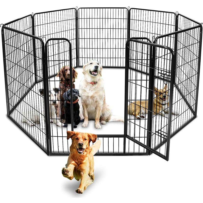 DUDUPET ペットフェンス 大型犬用 中型犬用 ペットケージ パネル8枚 四角ポール 折り畳み式 ペットサークル スチール製 複数連結可 ペットフェンス 大型犬用 中型犬用 ペットケージ パネル8枚 四角ポール 折り畳み式 ペットサークル スチール製 複数連結可