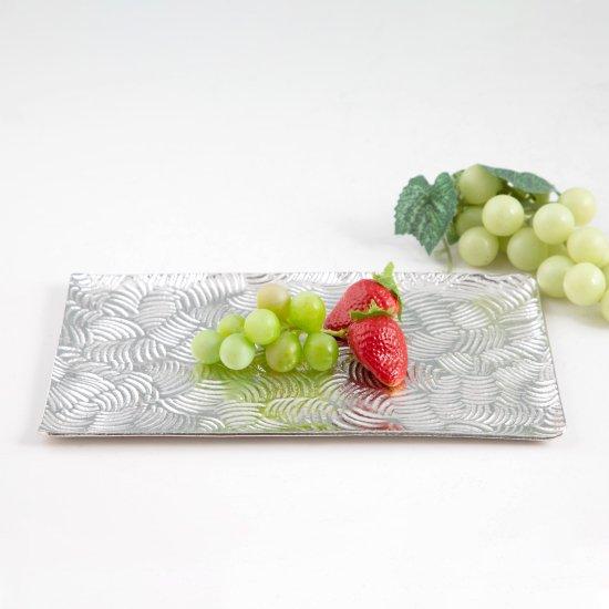公式 | 薩摩錫器工芸館(株) 錫 銘々皿 波 白加工 12.6cm×21.5cm [No.1050-2] 桐箱付き 贈答用 プレゼント 贈り物の画像