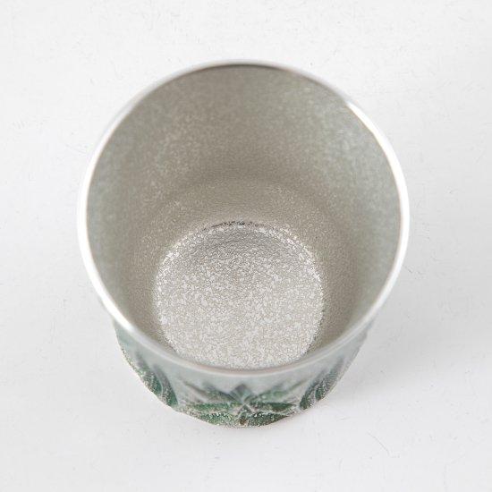 公式 | 薩摩錫器工芸館(株) 錫 タンブラー 切子オンザロック 緑吹雪漆加工 200ml [No.155-1] 桐箱付き 贈答用 プレゼント 贈り物の画像
