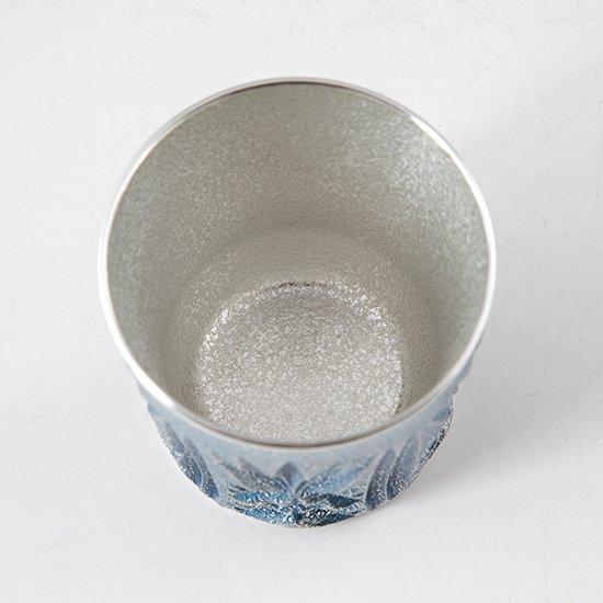 公式 | 薩摩錫器工芸館(株) 錫 タンブラー 切子オンザロック 藍吹雪漆加工 200ml [No.155-5] 桐箱付き 贈答用 プレゼント 贈り物の画像