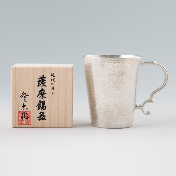 公式 | 薩摩錫器工芸館(株) 錫 ジョッキ 白吹雪加工 450ml [No.201A-1] 桐箱付き錫婚式  贈答用 プレゼント 贈り物の画像