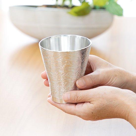 公式 | 薩摩錫器工芸館(株) 錫 ペアタンブラー フリーカップ 清流加工 250ml [No.77-2] 桐箱付き 贈答用 プレゼント 贈り物の画像